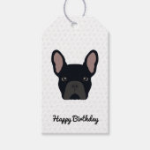Black French Bulldog Birthday Cadeaulabel (Voorkant)