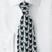 Black French Bulldog Blue Stropdas