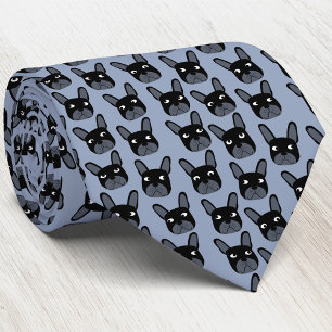 Black French Bulldog Blue Stropdas