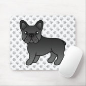 Black French Bulldog Cute Cartoon Dog Muismat (Met muis)