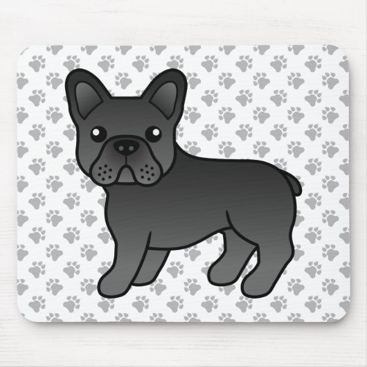 Black French Bulldog Cute Cartoon Dog Muismat (Voorkant)