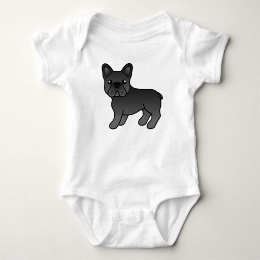 Black French Bulldog Cute Cartoon Dog Romper (Voorkant)