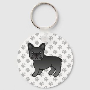 Black French Bulldog Cute Cartoon Dog Sleutelhanger