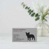 Black French Bulldog Dog Silhouette Frenchie Gray Visitekaartje (Staand voorkant)