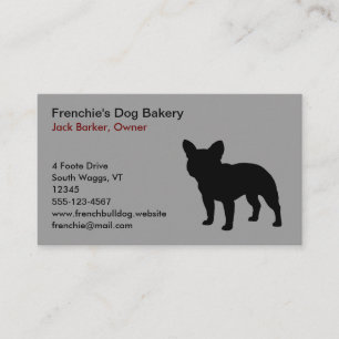 Black French Bulldog Dog Silhouette Frenchie Gray Visitekaartje