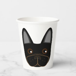 Black French Bulldog Face Papieren Bekers
