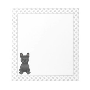 Black French Bulldog / Frenchie Cartoon Dog & Paws Notitieblok