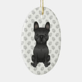Black French Bulldog / Frenchie Cartoon Dog & Text Keramisch Ornament (Rechts)