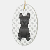 Black French Bulldog / Frenchie Cartoon Dog & Text Keramisch Ornament (Links)