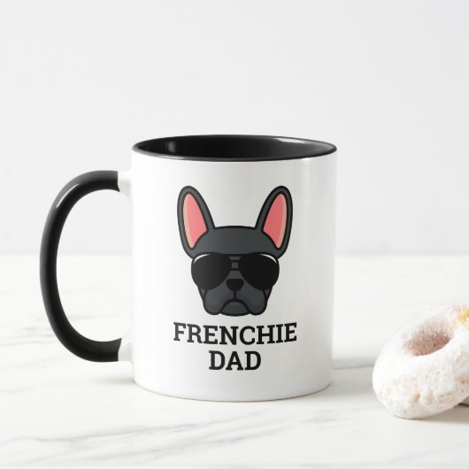 Black French Bulldog Frenchie Dog Dad Mok (Met donut)