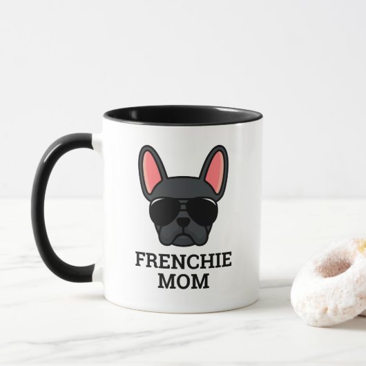 Black French Bulldog Frenchie Dog mam Mok (Met donut)