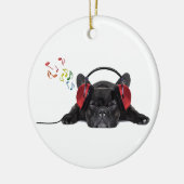 Black French Bulldog Grooving to his Tunes Keramisch Ornament (Links)