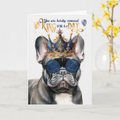 Black French Bulldog King for a Day Funny Birthday Kaart (Gele Bloem)