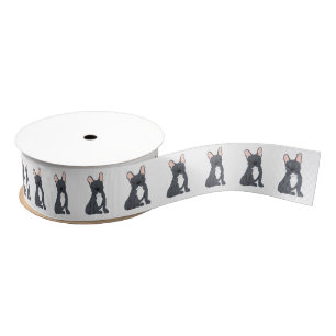 Black French Bulldog Ribbon Grosgrain Lint