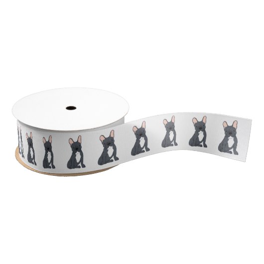 Black French Bulldog Ribbon Grosgrain Lint (Spoel)