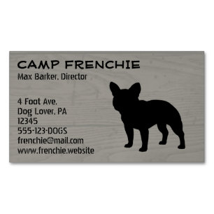 Black French Bulldog Silhouette   Frenchie Dog Visitekaartje Magneet