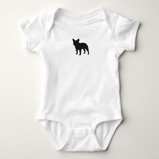 Black French Bulldog Silhouette | Frenchie Lover's Romper (Voorkant)