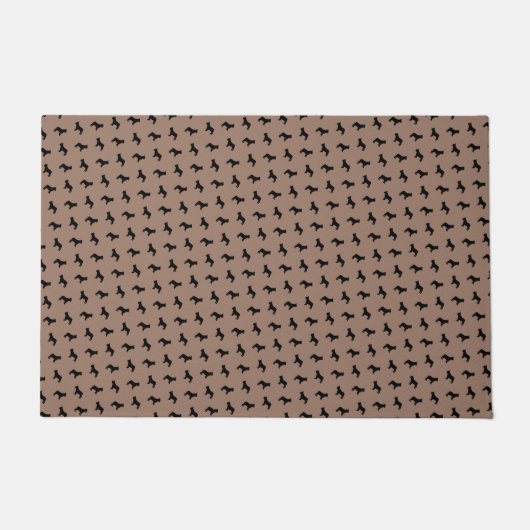 Black French BullDog Silhouttes op Khaki Beige Deurmat (Voorkant)
