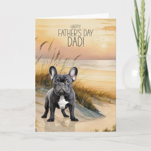 Black French Bulldog Sunset Beach Father's Day Feestdagen Kaart (Voorkant)