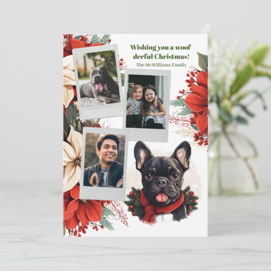 Black French Bulldog Wonderland Familie Feestdagenkaart (Staand voorkant)
