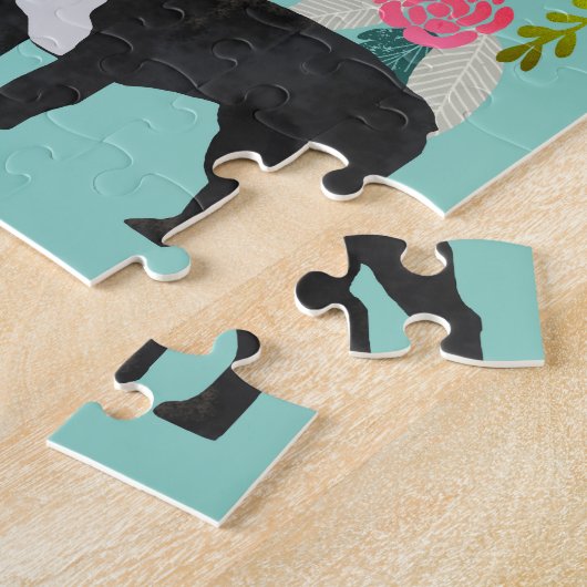 Black French Bulldogs  Florals Legpuzzel (Zijkant)