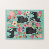Black French Bulldogs  Florals Legpuzzel (Horizontaal)