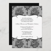 Black French Lace Wedding Invitation Kaart (Voorkant / Achterkant)