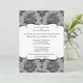 Black French Lace Wedding Invitation Kaart (Staand voorkant)