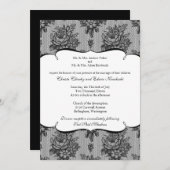 Black French Lace Wedding Invitation Kaart (Voorkant / Achterkant)