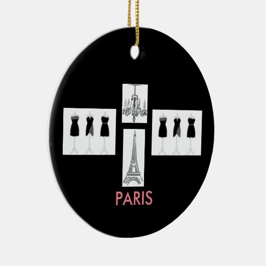 Black French Paris Threaded kerstversiering Keramisch Ornament (Rechts)