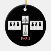 Black French Paris Threaded kerstversiering Keramisch Ornament (Voorkant)