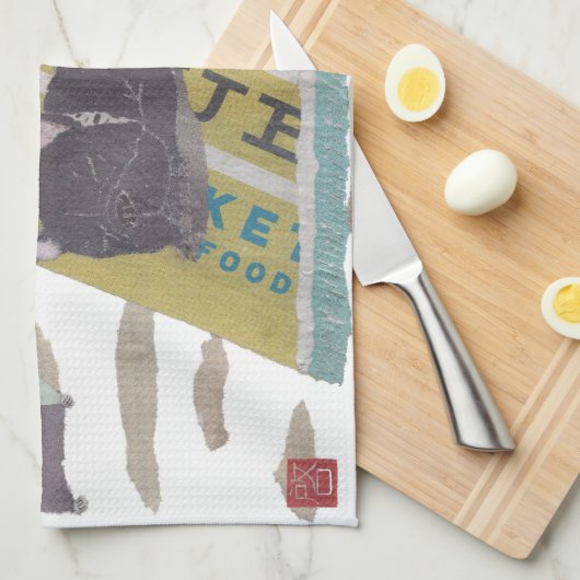 Black Frenchie, French Bulldog, Pop Dog Art Theedoek (Quarter Fold)