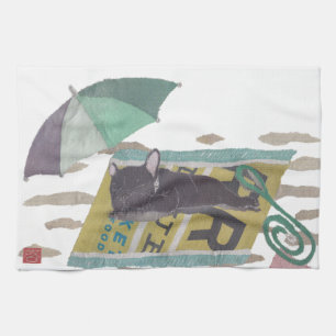 Black Frenchie, French Bulldog, Pop Dog Art Theedoek