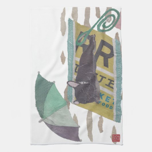 Black Frenchie, French Bulldog, Pop Dog Art Theedoek (Verticaal)