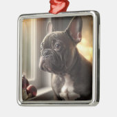 Black Frenchie Kerstmis Metalen Ornament (Links)