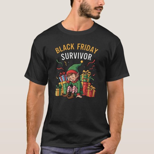Black Friday-overlevende – Grappige Kerstwinkelier T-shirt (Voorkant)