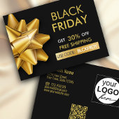 Black Friday Sale Gold Bow QR Code Korting Kaart