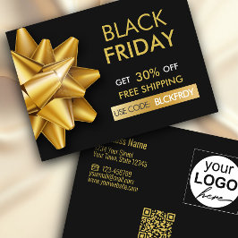 Black Friday Sale Gold Bow QR Code Korting Kaart