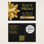 Black Friday Sale Gold Bow QR Code Korting Kaart (Voorkant /achterkant)
