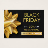 Black Friday Sale Gold Bow QR Code Korting Kaart (Voorkant)