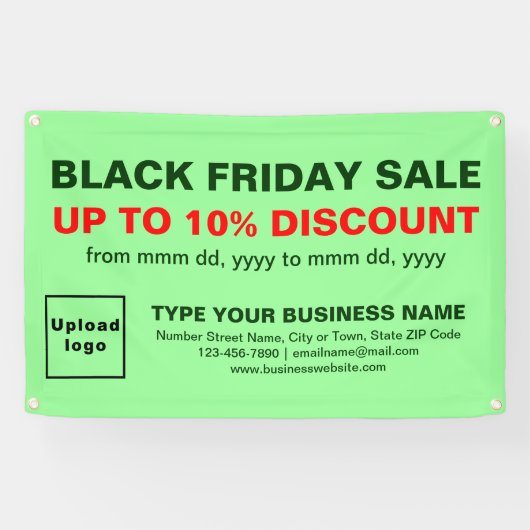 Black Friday Sale op lichtgroene rechthoekige bann Spandoek (Horizontaal)