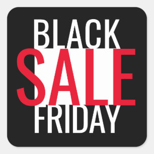 BLACK FRIDAY SALE ZWART WIT ROOD MINIMAAL VIERKANTE STICKER