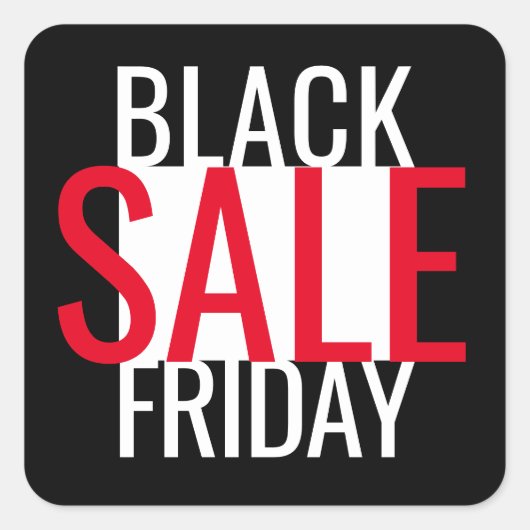 BLACK FRIDAY SALE ZWART WIT ROOD MINIMAAL VIERKANTE STICKER (Voorkant)