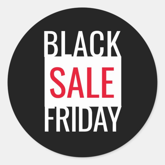 BLACK FRIDAY SALE ZWART WIT ROOD RONDE STICKER (Voorkant)
