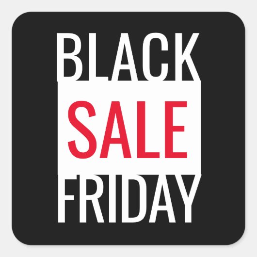 BLACK FRIDAY SALE ZWART WIT ROOD VIERKANT STICKER (Voorkant)