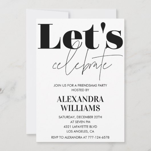 Black Friendsmas uitnodigingen Laten we vieren (Voorkant)