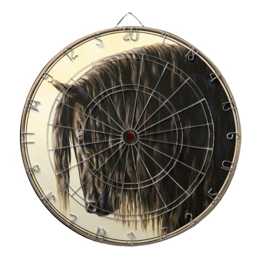Black Friesian Draft Horse Dartbord (Voorkant)