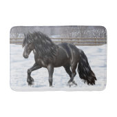 Black Friesian Draft Horse in Snow Badmat (Voorkant)