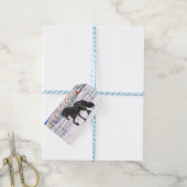 Black Friesian Draft Horse in Snow Cadeaulabel (Met Touw)