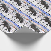 Black Friesian Draft Horse in Snow Cadeaupapier (Hoek)